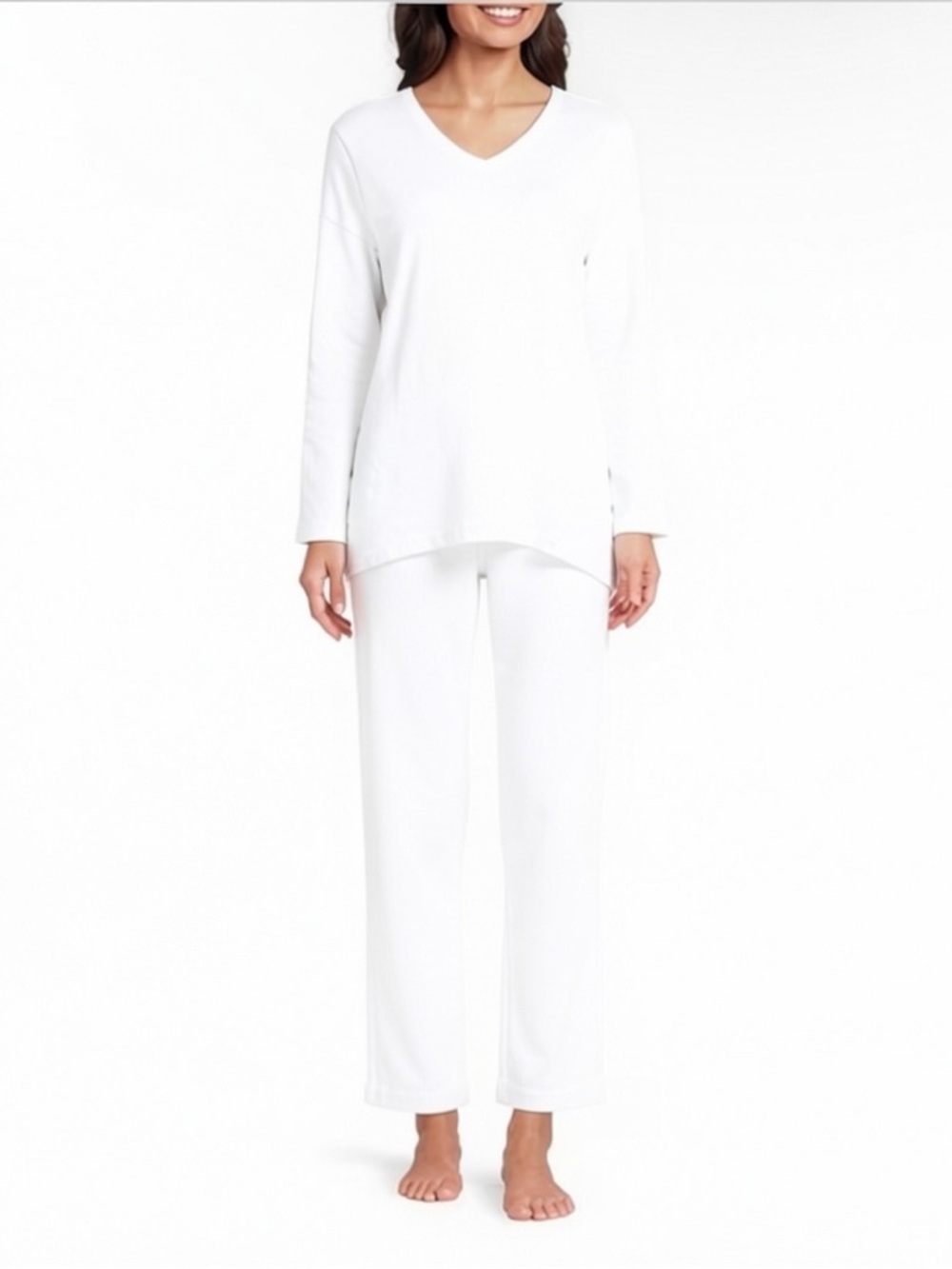 Natori White Pajama Set Supima Cotton Modal Lounge Sleepwear Size M